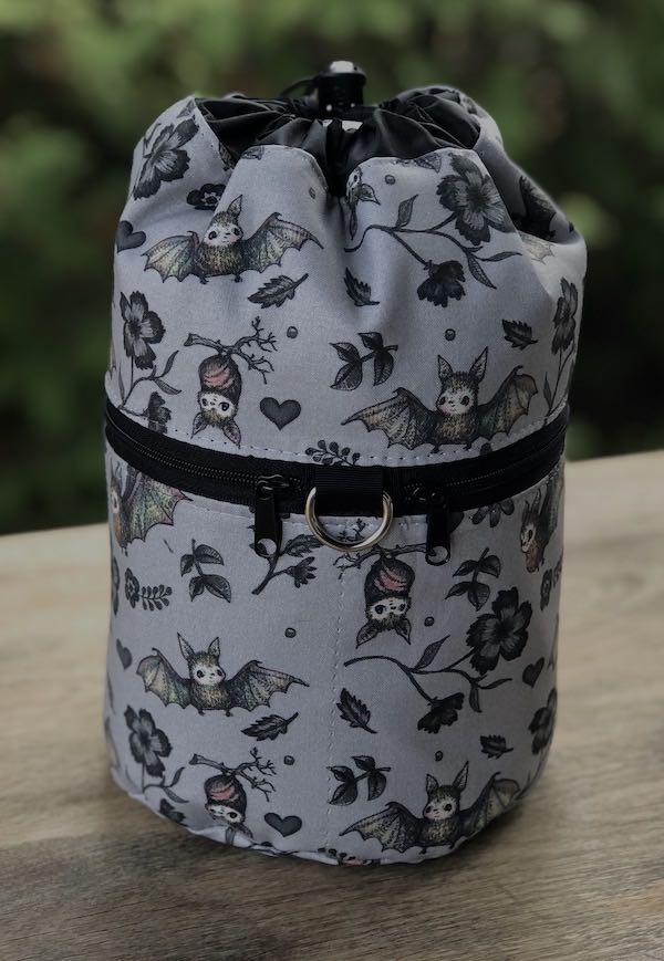 Bat Love Gray Kipster Knitting Project Bag