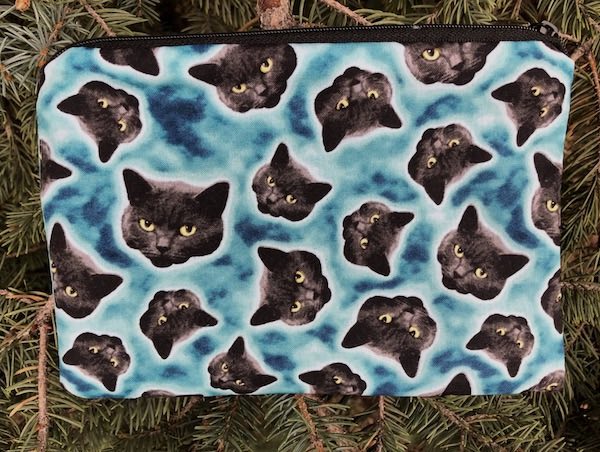 Black Cat Heads zippered bag, The Scooter - glow in the dark