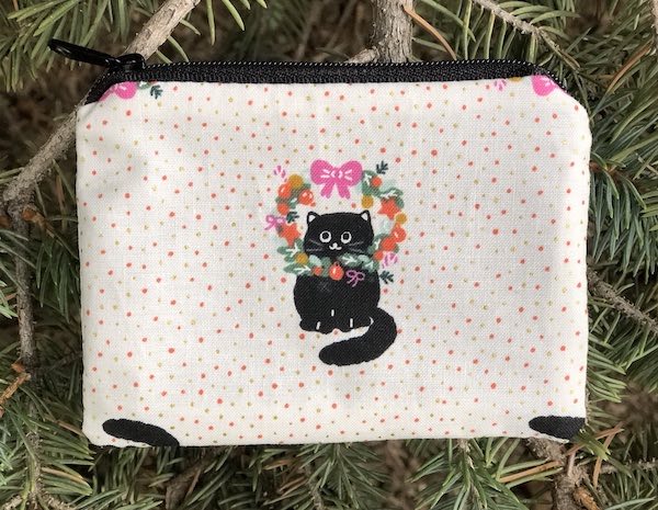 Black Kitty Wreath coin purse, The Raven