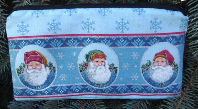 Santa faces pencil case zip bag