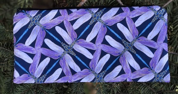 Dragonfly Wings pouch for 8" knitting needles or reusable utensils, The Deep Sleek