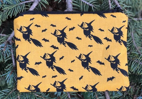 Flying Witches Goldie zippered bag, pick yellow or black