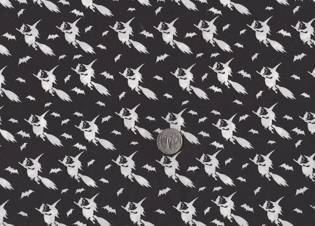 witch on broomstick fabric