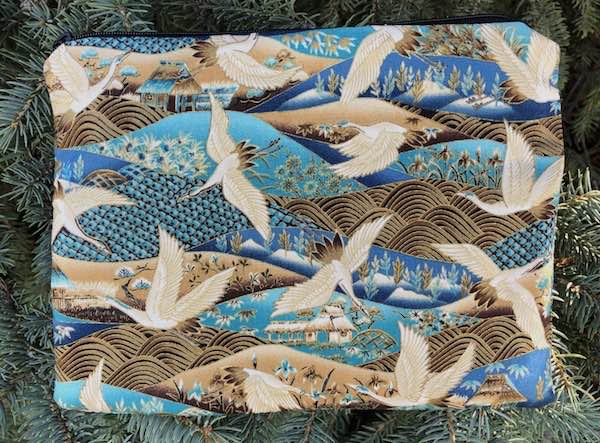 Japanese cranes pouch for mahjong card and coins