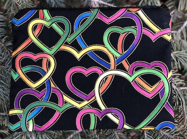 hearts zippered gift bag
