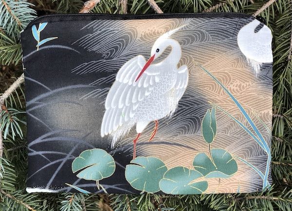 Japanese herons zippered pouch