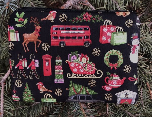 Christmas in London zippered reusable gift bag