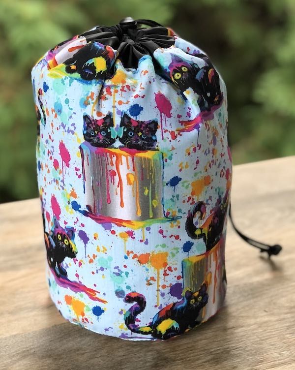 Paint Can Cats SueBee Round Drawstring Bag