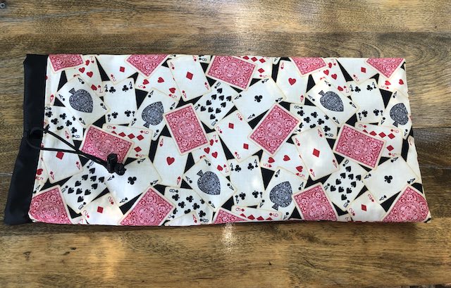 Playing Cards drawstring bag for canasta racks and card spinner, Rummikub racks and tiles,  the Racker Jr