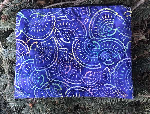 Purple batik large pencil case makeup bag
