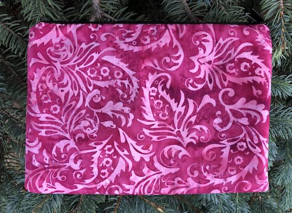 Raspberry batik zippered makeup bag