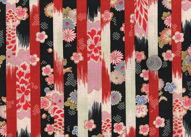 Red Japanese floral stripe soft sided storage set for mahjong racks and tiles