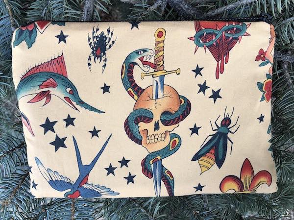 Sailor Jerry tattoos zippered bag