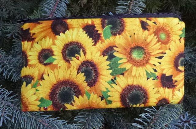 sunflowers deep pencil case, crochet hook case