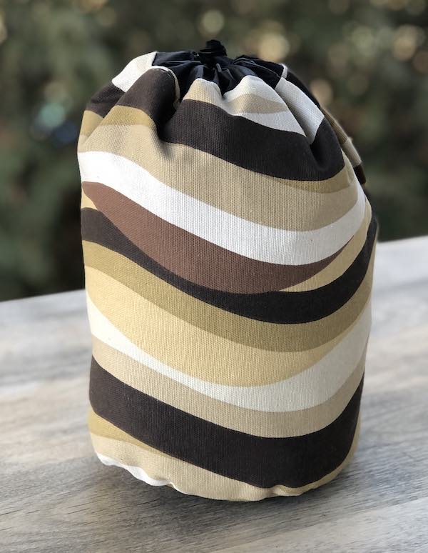 Wavy Stripes SueBee Round Drawstring Bag