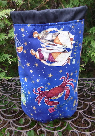 astrological signs knitting project bag