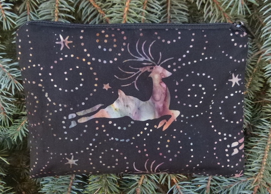 batik reindeer zippered bag