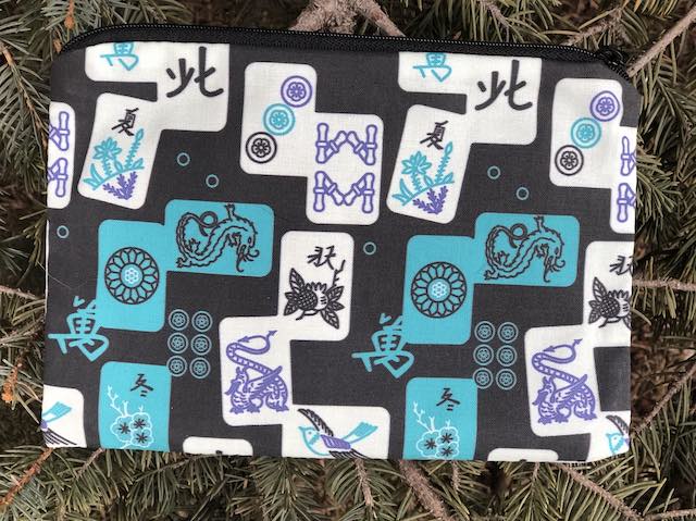 Blue Mahjong Tiles zippered bag, The Scooter Blue Mahjong Tiles zippered bag, The Scooter