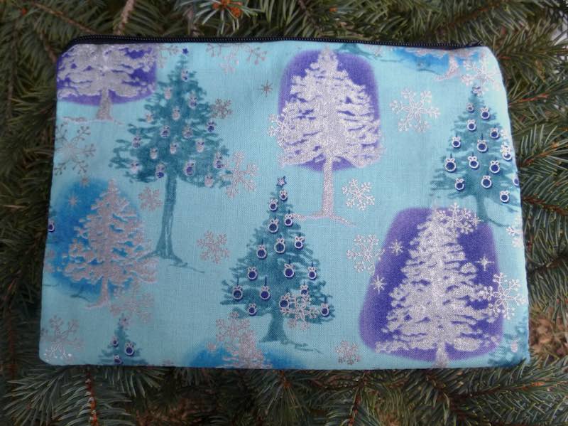 Blue and silver Christmas trees reusable gift bag