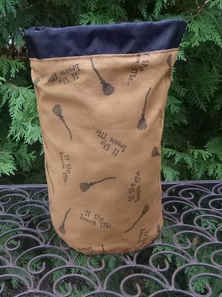 witches broom knitting project bag