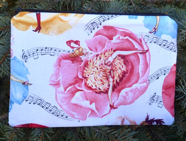 can can flowers zippered accessory bag