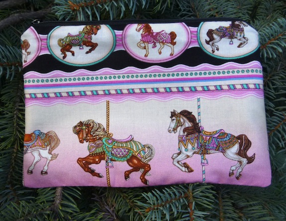 Carousel horses zippered bag