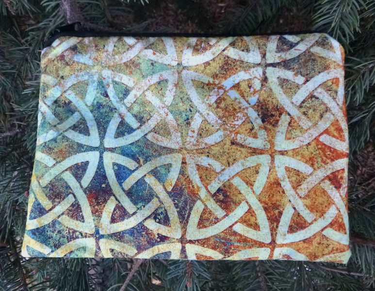 Gold Celtic knots zippered bag makeup accessories