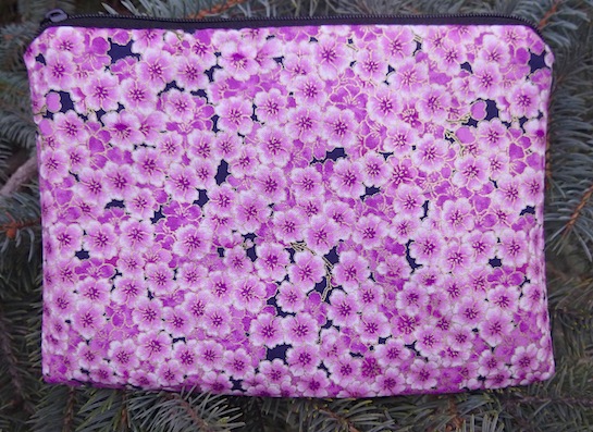 cherry blossom zippered cosmetic bag