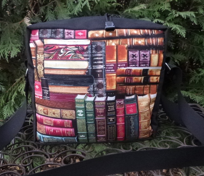 Shoulder cross body bag with books fabric