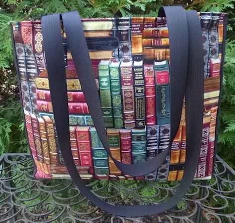  tote with long handles and books