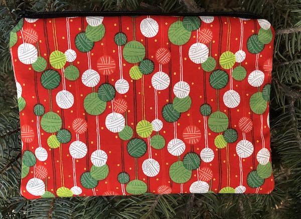 Christmas knitting zippered bag