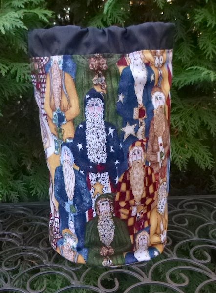 Santa drawstring bag, reusable gift bag, 