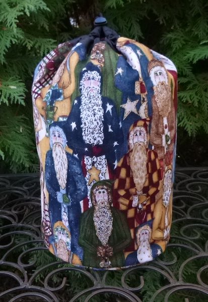 Santa round drawstring bag