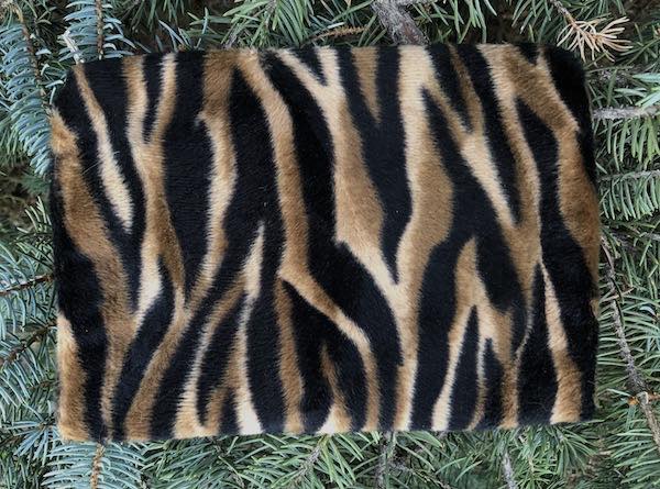 Tiger faux fur zippered makeup bag
