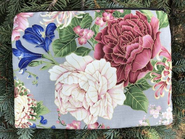 Japanese mums and peonies Mahjong card and coin purse