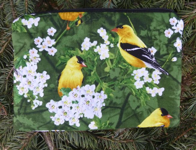 Goldfinch zippered makeup accessory bag