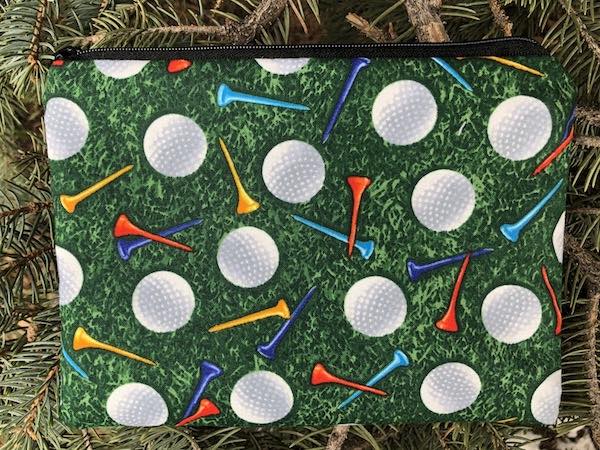 golf balls and tees zippered bag, golt tourmanent gift 