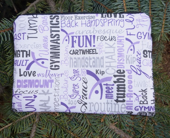 gymnastics zippered accessory makeup bag