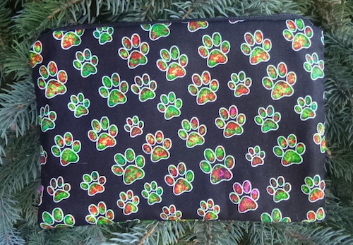 dog paws zippered accessory bag makeup bag