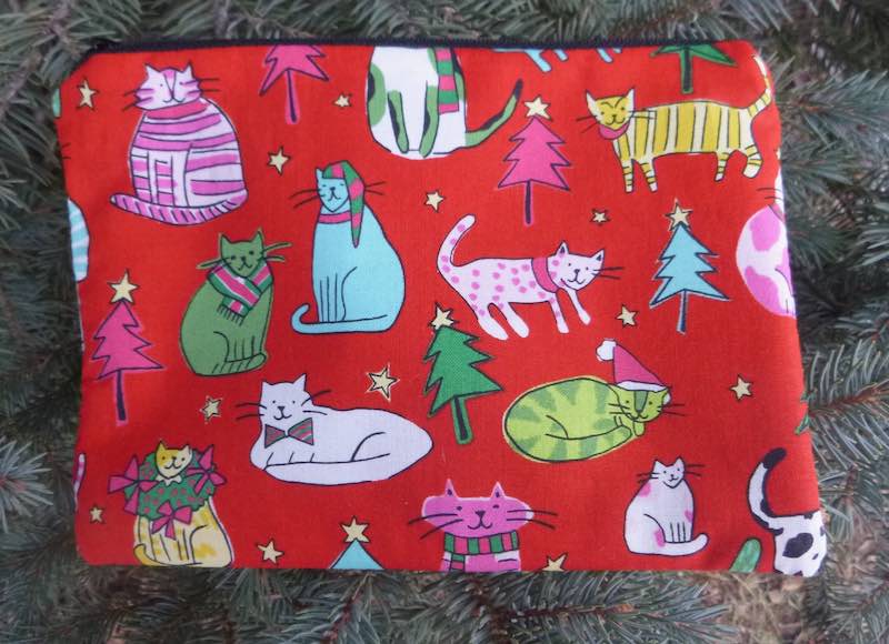 Christmas cats reusable zippered gift bag