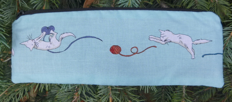 white cats and yarn pencil case