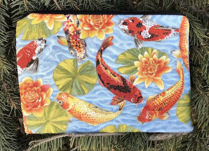 Koi pond zippered bag for makeup or accessories