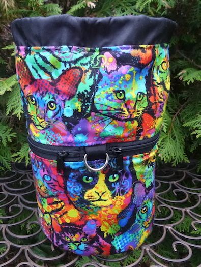 cats knitting project bag