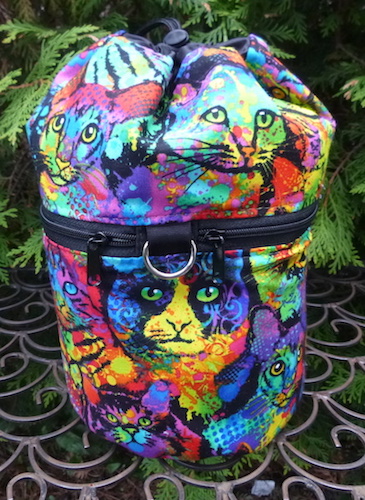 colorful cats knitting bag