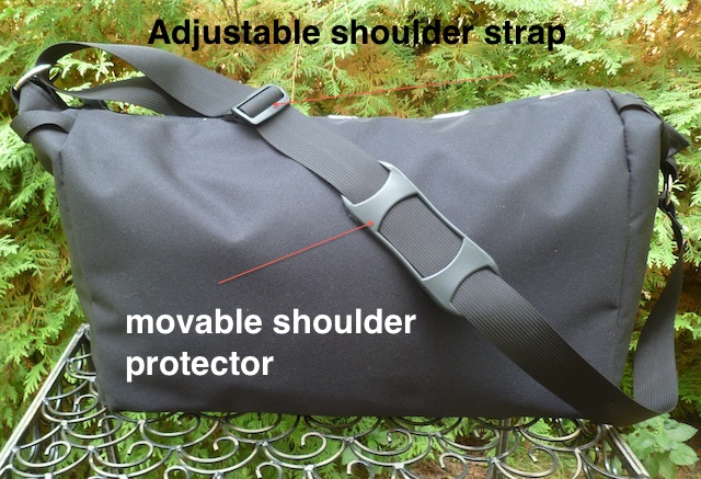 large messenger bag with adjustable strap and shoulder protector