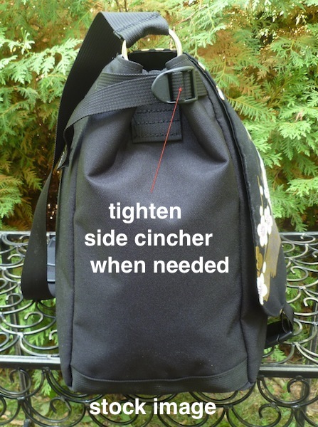 large messenger bag with side cinchers