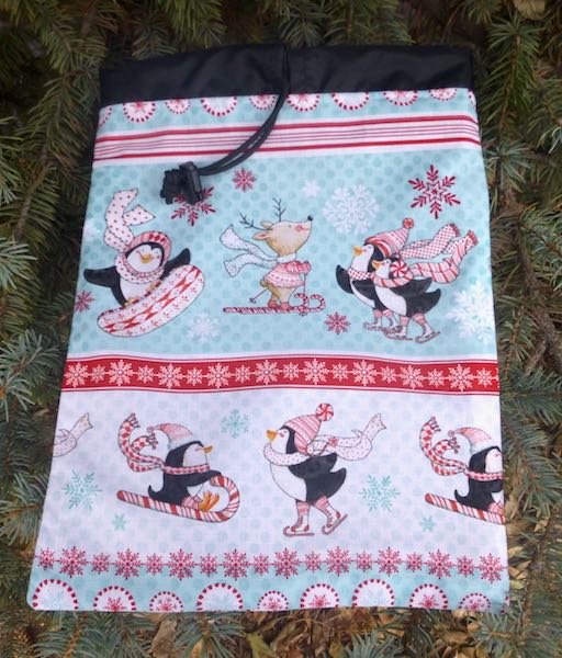cute penguins flat drawstring bag rummikub game tiles