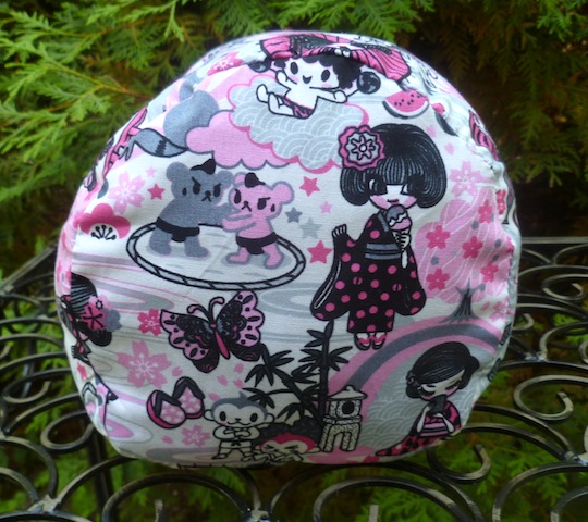 pink kawaii round drawstring bag