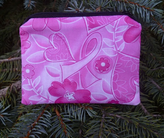 pink  breast cancer awareness ribbons coin purse