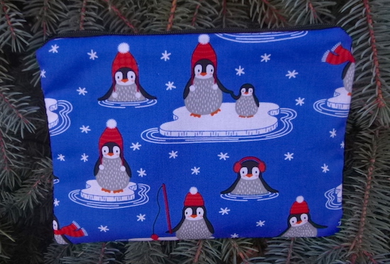 penguin zippered reusable gift bag